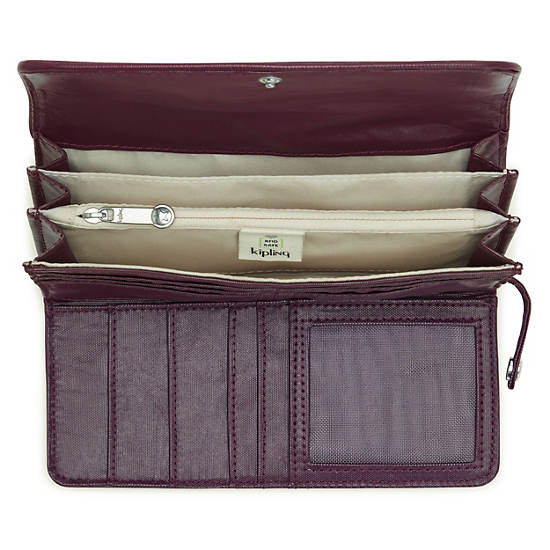 Portefeuilles Kipling Money Land Metallic Snap Bordeaux | FR 1429NW